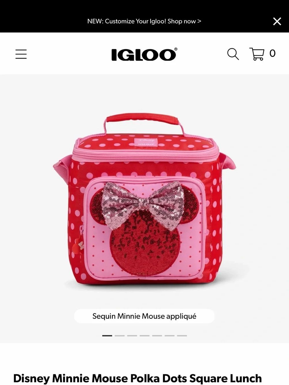 Igloo x Disney Minnie Polka Dot Sequin Bow Lunch Bag